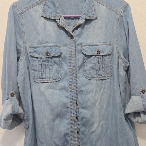 New Look Sky Blue Denim Shirt Dress - Picture 2 of 4